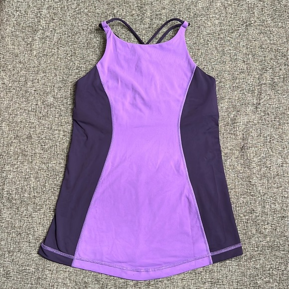 🍋 Lululemon Purple Color Block Tank Top in Size 8 - Picture 2 of 5